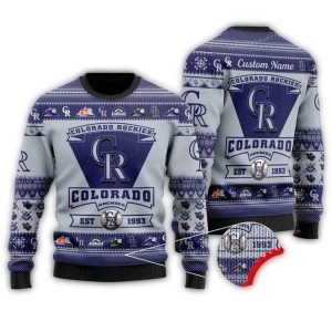 Personalized Colorado Rockies Football Logo Ugly Christmas Sweater