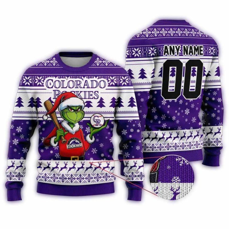 Personalized Colorado Rockies Grinch Christmas Ugly Sweater 1