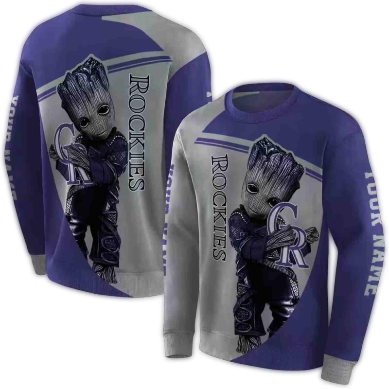 Personalized Colorado Rockies Groot AOP Sweatshirt 1