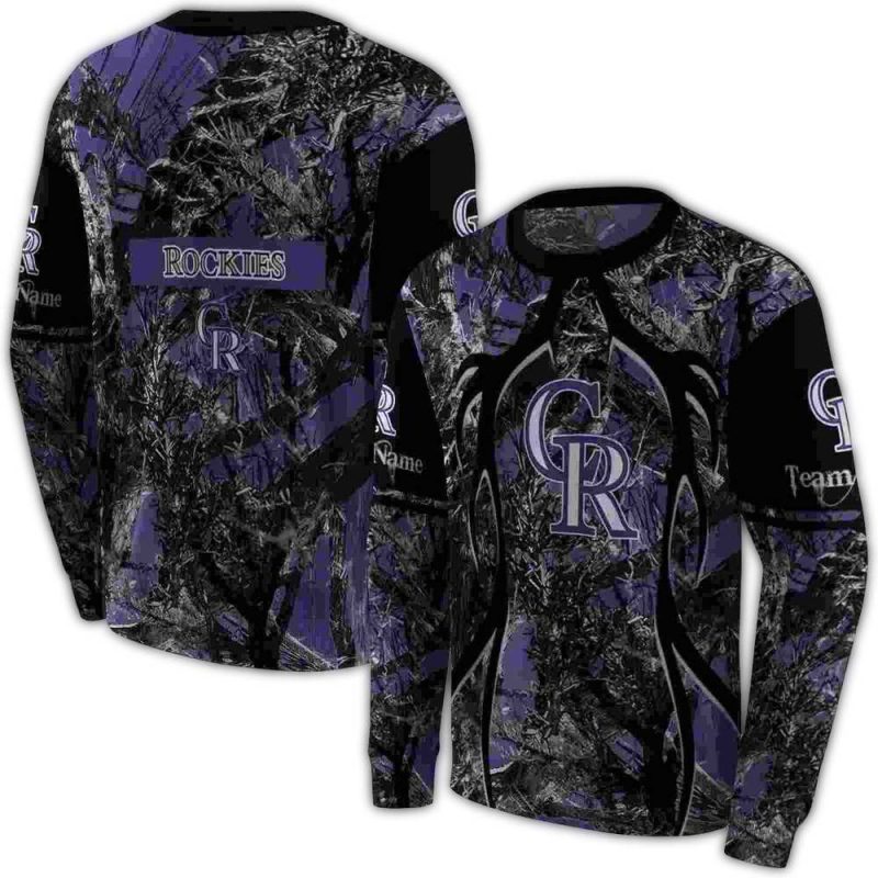 Personalized Colorado Rockies Hunting Theme AOP Sweatshirt 1