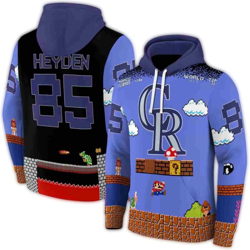 Personalized Colorado Rockies Mario AOP Hoodie 1