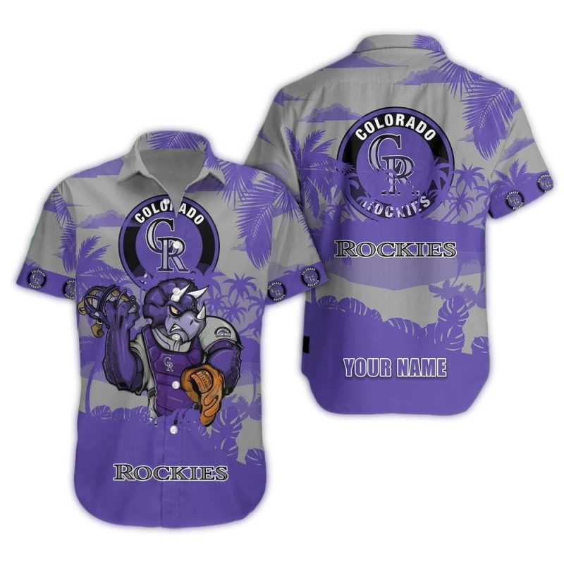 Personalized Colorado Rockies Mascot Floral Hawaiian Shirt 1