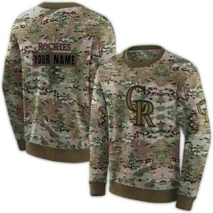 Custom Colorado Rockies Military Style All-Over Print Sweatshirt