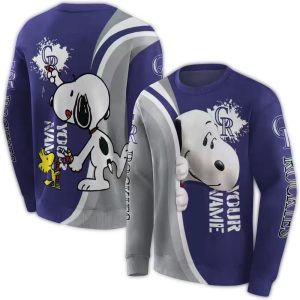 Custom Colorado Rockies Snoopy All Over Print Sweatshirt For Fans