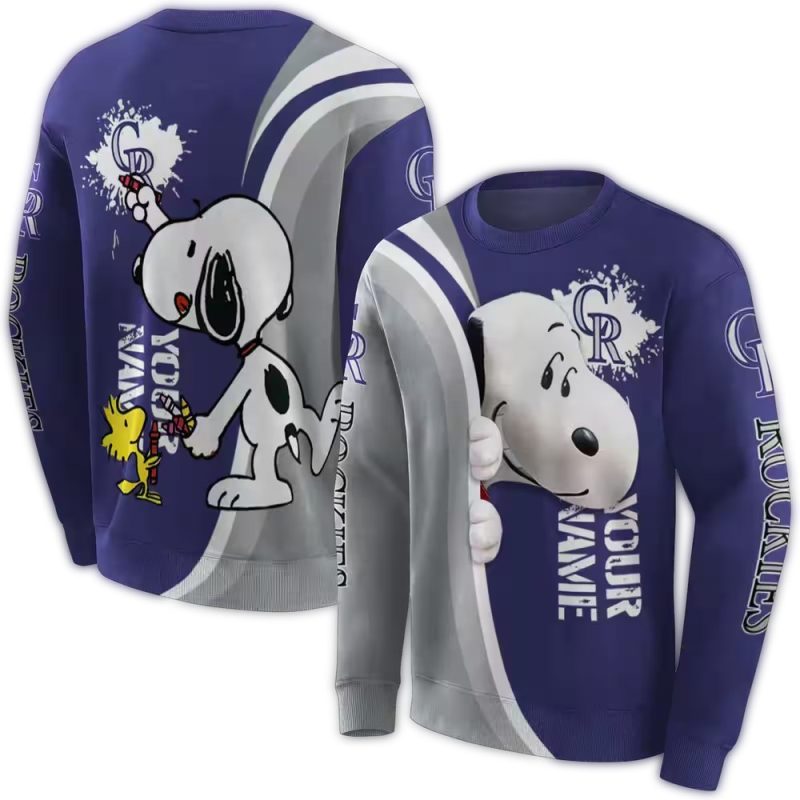 Personalized Colorado Rockies Peeking Snoopy AOP Sweatshirt 1