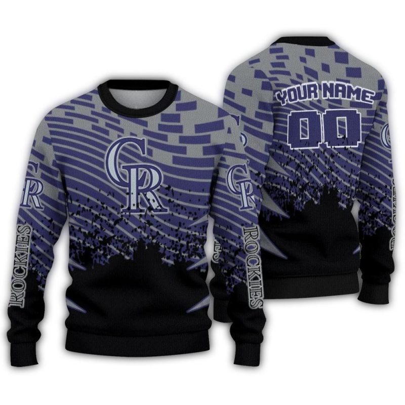 Personalized Colorado Rockies Pixel Flow Ugly Sweater 1
