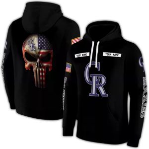 Custom Colorado Rockies Punisher Skull All-Over Print Hoodie For Fans