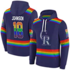 Personalized Colorado Rockies Rainbow Stripes Hoodie - All Over Print Design