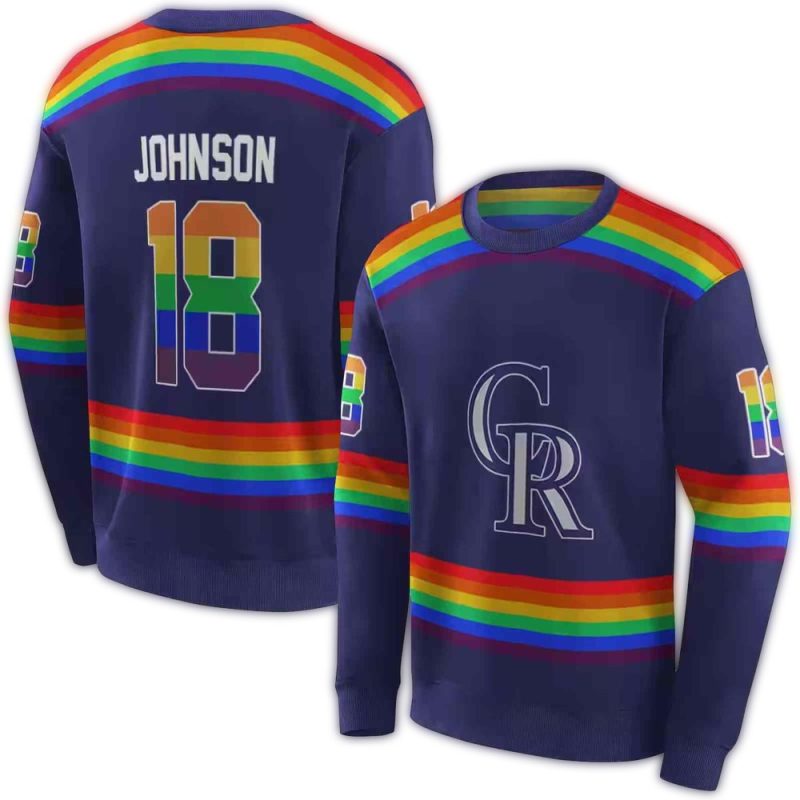 Personalized Colorado Rockies Rainbow Stripes AOP Sweatshirt 1