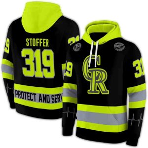 Personalized Colorado Rockies Black & Neon Green All Over Print Hoodie