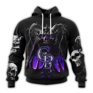 Custom Colorado Rockies Skull Design All-Over Print Hoodie