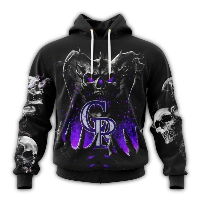 Personalized Colorado Rockies Skull Death AOP Hoodie 1