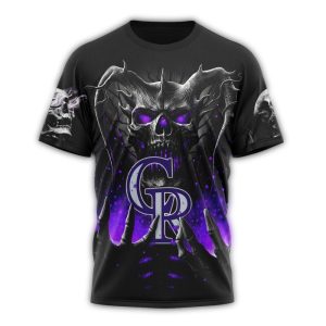 Custom Colorado Rockies Skull Graphic T-Shirt - All Over Print Design