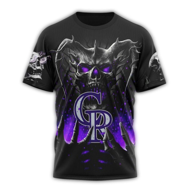 Personalized Colorado Rockies Skull Death AOP T Shirt 1