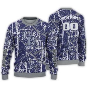Personalized Colorado Rockies Ugly Sweater With Streak Overlay Design
