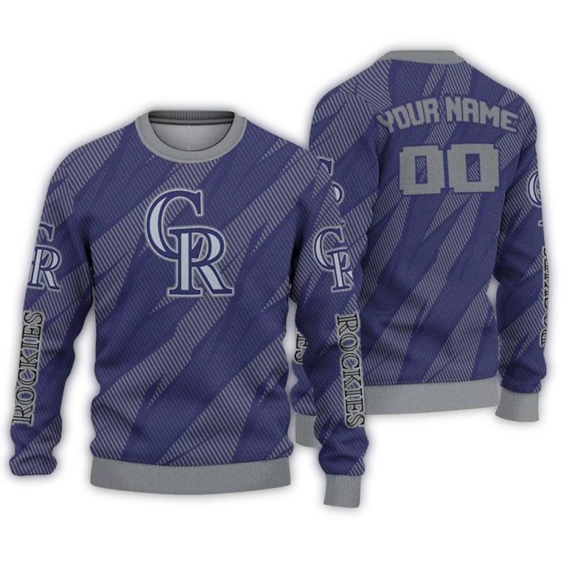 Personalized Colorado Rockies Stripe Motion Ugly Sweater 1