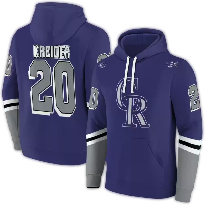 Personalized Colorado Rockies Striped AOP Hoodie 1
