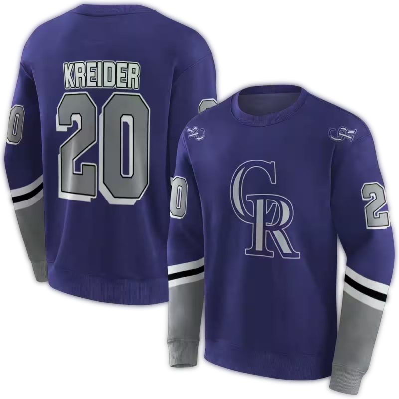 Personalized Colorado Rockies Striped AOP Sweatshirt 1
