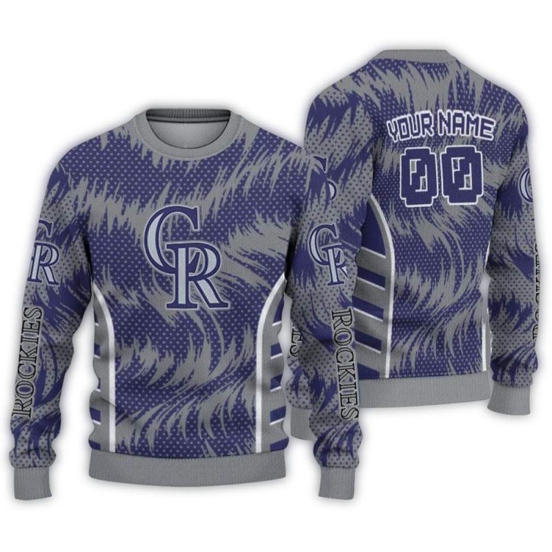 Personalized Colorado Rockies Swirl Flow Ugly Sweater 1