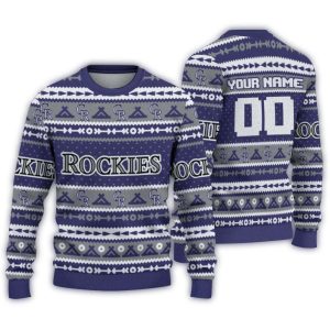 Personalized Colorado Rockies Stripes Ugly Sweater For Fans
