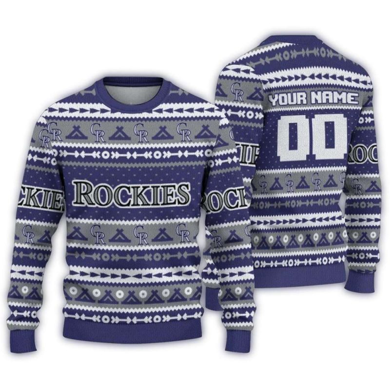 Personalized Colorado Rockies Tent Stripes Ugly Sweater 1