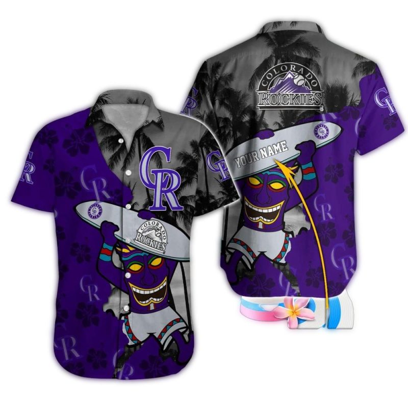Personalized Colorado Rockies Tiki Surf Tropical Hawaiian Shirt 1