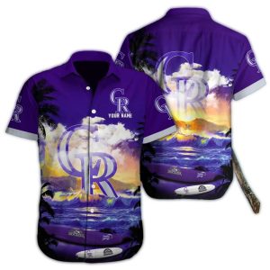 Custom Colorado Rockies Surf Wave Hawaiian Shirt For Beach Lovers