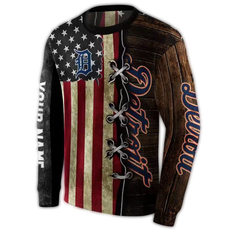 Personalized Detroit Tigers American Pride All Over Print Sweatshirt 1
