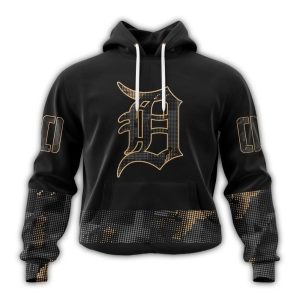 Custom Detroit Tigers Armed Forces Day All-Over Print Hoodie In Black