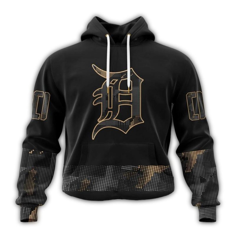 Personalized Detroit Tigers Armed Forces Day Black All Over Print Hoodie 1