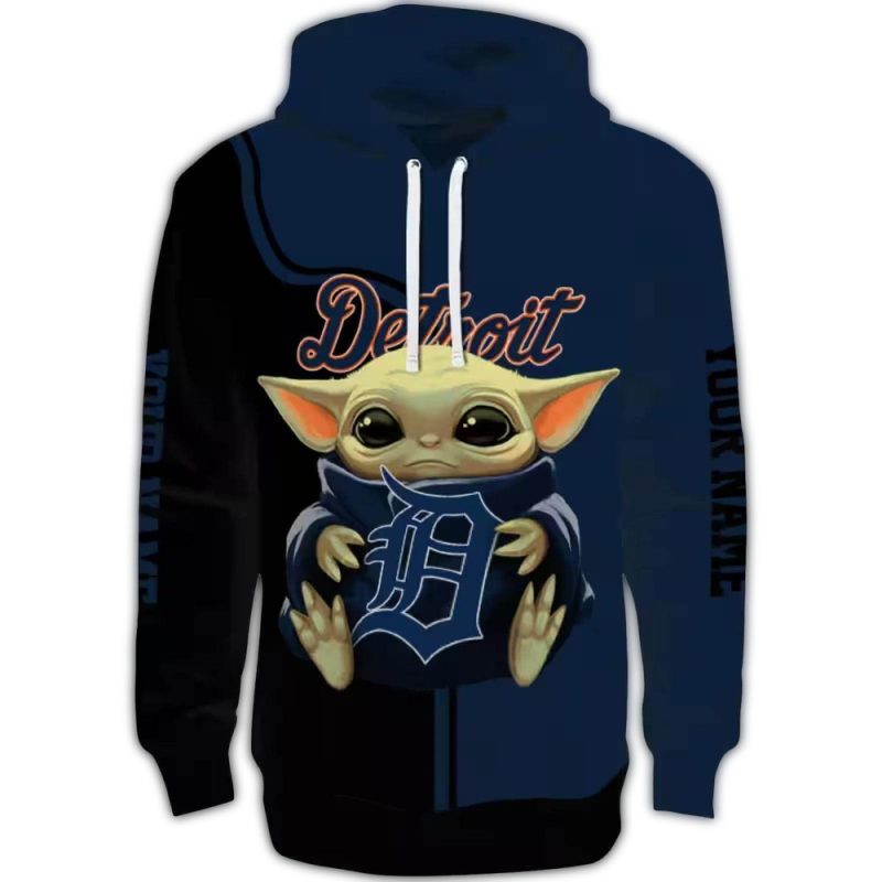 Personalized Detroit Tigers Baby Yoda All Over Print Hoodie 1