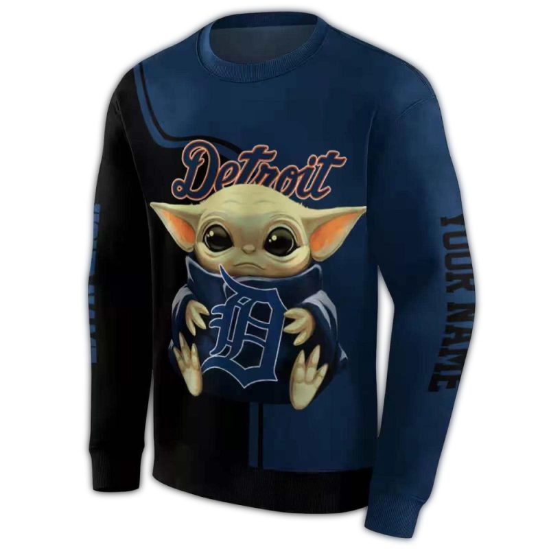 Personalized Detroit Tigers Baby Yoda Ugly Sweater 1