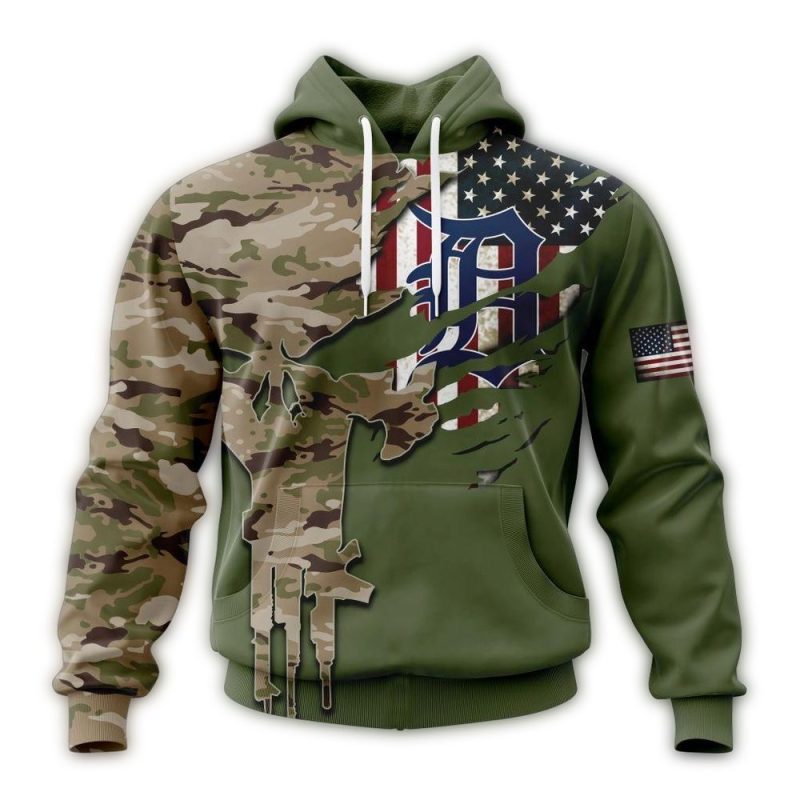 Personalized Detroit Tigers Camo For Veterans Day All Over Print Hoodie 1
