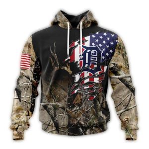 Custom Detroit Tigers Camo Realtree All-Over Print Hoodie For Hunters