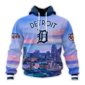 Custom Detroit Tigers Cityscape All-Over Print Hoodie For Fans