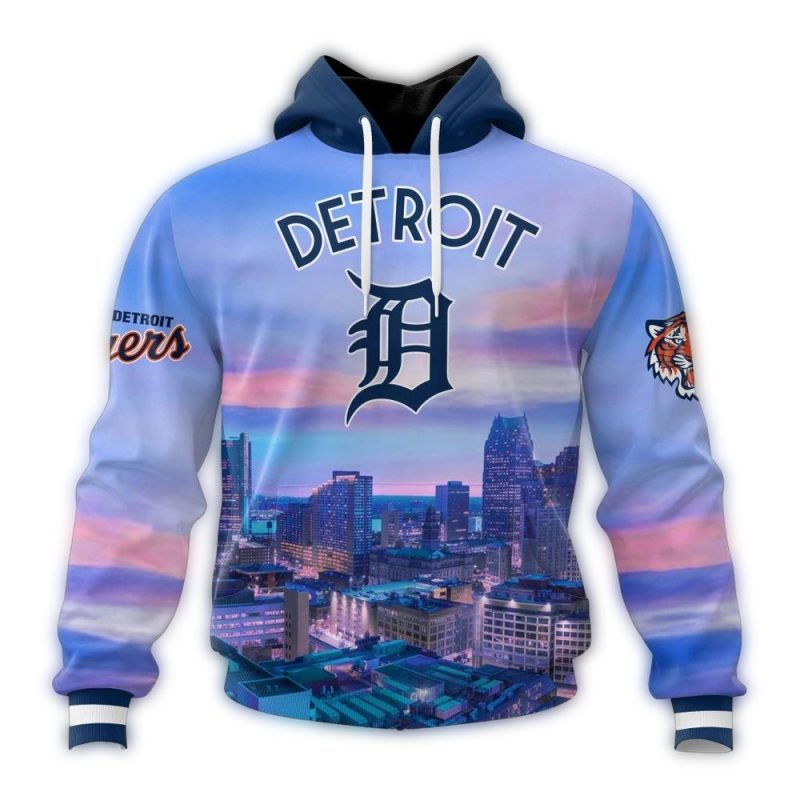 Personalized Detroit Tigers Cityscape All Over Print Hoodie 1