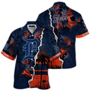 Custom Detroit Tigers Tropical Hawaiian Shirt With Coconut Leaf Design