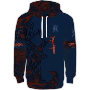 Custom Detroit Tigers Deer Silhouette All-Over Print Hoodie For Fans