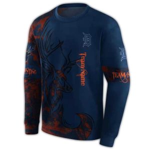 Personalized Detroit Tigers Deer Silhouette Holiday Sweatshirt