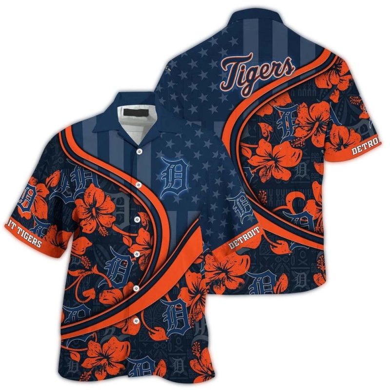 Personalized Detroit Tigers Flower and Flag Us Hawaiian Shirt 1