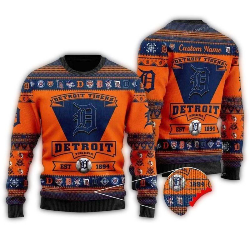 Personalized Detroit Tigers Football Team Logo Ugly Sweater 1