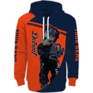 Custom Detroit Tigers Groot All Over Print Hoodie For Fans