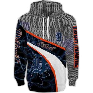 Custom Detroit Tigers Hexagonal Mesh All Over Print Hoodie For Fans