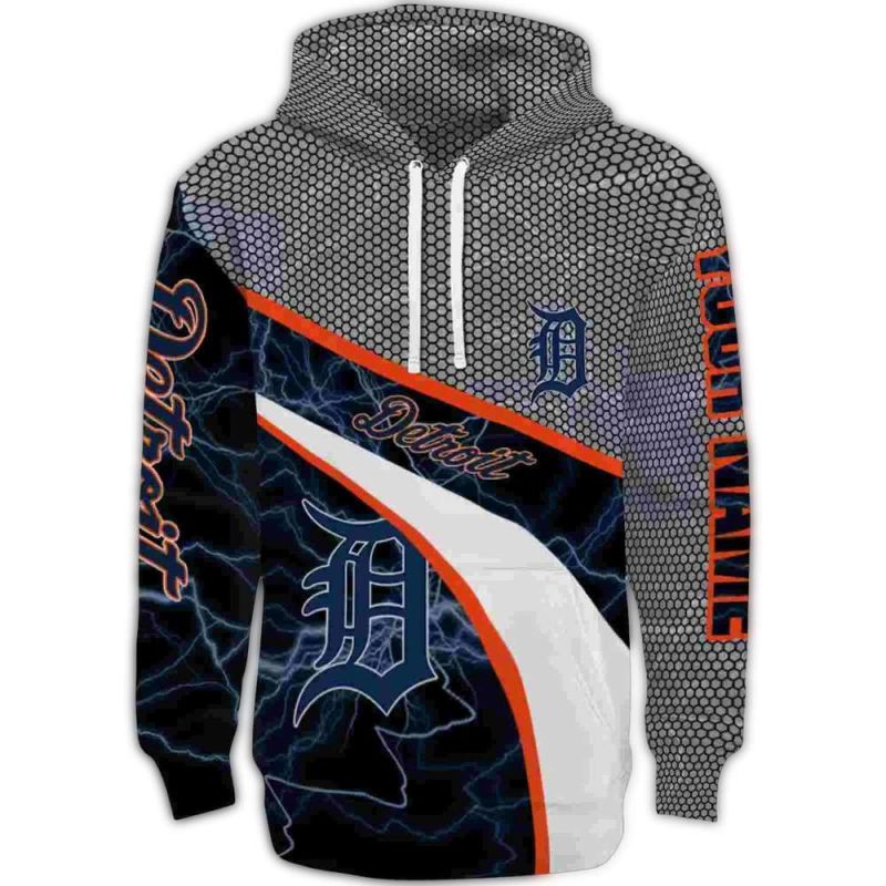 Personalized Detroit Tigers Hexagonal Mesh All Over Print Hoodie 1