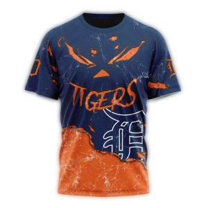 Custom Detroit Tigers Halloween Jack O'Lantern All-Over Print T-Shirt