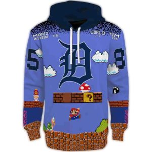 Custom Detroit Tigers Mario All-Over Print Hoodie For Fans