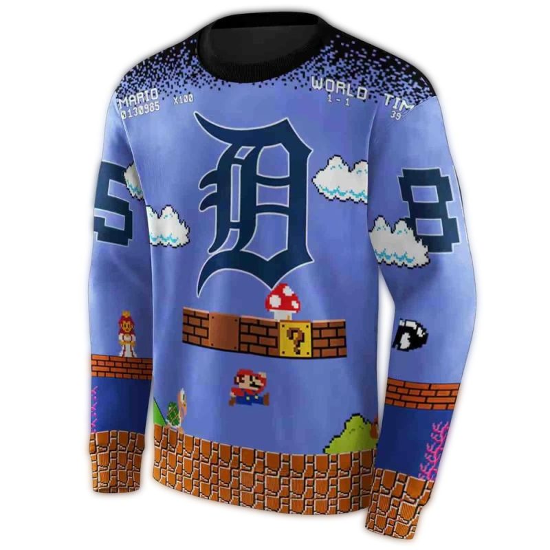 Personalized Detroit Tigers Mario All Over Print Sweatshirt 1