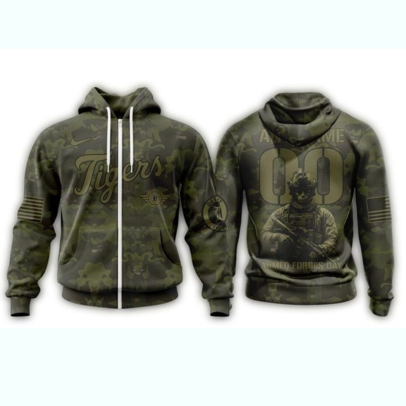 Personalized Detroit Tigers Military Appreciation Month All Over Print Hoodie 1