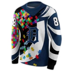 Custom Detroit Tigers All Over Print Sweatshirt - Puzzle Pieces Design