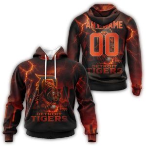 Custom Detroit Tigers Realistic All-Over Print Hoodie For Fans